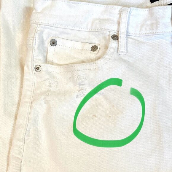 Banana Republic Girlfriend Jeans Slit Knee Fray Sz 27/4 White #45R - Picture 5 of 8